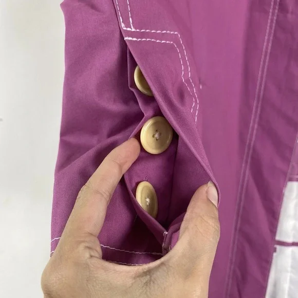 Coach Dark Pink Trench Coat Size XS Hidden Button Flap‎ Signature Lining